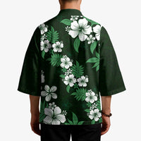Hawaiian Hibiscus Tribal Floral Green Kimono Polynesian Tapa Pattern - Polynesian Pride