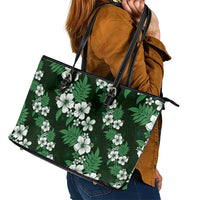 Hawaiian Hibiscus Tribal Floral Green Leather Tote Bag Polynesian Tapa Pattern LT01 - Polynesian Pride