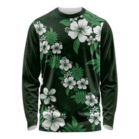 Hawaiian Hibiscus Tribal Floral Green Long Sleeve Shirt Polynesian Tapa Pattern LT01 Unisex Green - Polynesian Pride