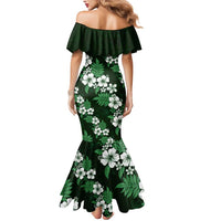 Hawaiian Hibiscus Tribal Floral Green Mermaid Dress Polynesian Tapa Pattern - Polynesian Pride