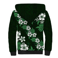 Hawaiian Hibiscus Tribal Floral Green Sherpa Hoodie Polynesian Tapa Pattern LT01 - Polynesian Pride