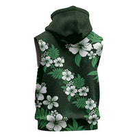 Hawaiian Hibiscus Tribal Floral Green Sleeveless Zip Hoodie Polynesian Tapa Pattern LT01 - Polynesian Pride