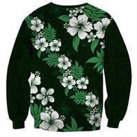 Hawaiian Hibiscus Tribal Floral Green Sweatshirt Polynesian Tapa Pattern LT01 - Polynesian Pride