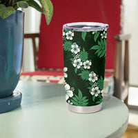 Hawaiian Hibiscus Tribal Floral Green Tumbler Cup Polynesian Tapa Pattern - Polynesian Pride