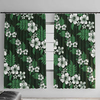 Hawaiian Hibiscus Tribal Floral Green Window Curtain Polynesian Tapa Pattern LT01 With Hooks Green - Polynesian Pride