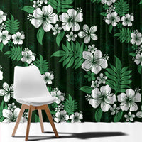Hawaiian Hibiscus Tribal Floral Green Window Curtain Polynesian Tapa Pattern LT01 - Polynesian Pride