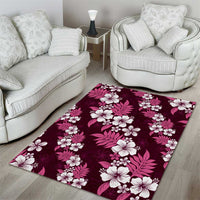 Hawaiian Hibiscus Tribal Floral Pink Area Rug Polynesian Tapa Pattern - Polynesian Pride