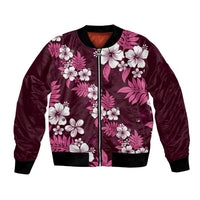 Hawaiian Hibiscus Tribal Floral Pink Bomber Jacket Polynesian Tapa Pattern - Polynesian Pride