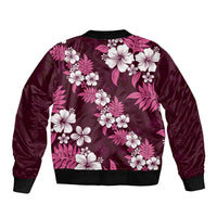 Hawaiian Hibiscus Tribal Floral Pink Bomber Jacket Polynesian Tapa Pattern - Polynesian Pride