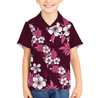 Hawaiian Hibiscus Tribal Floral Pink Family Matching Puletasi and Hawaiian Shirt Polynesian Tapa Pattern LT01 Son's Shirt Pink - Polynesian Pride