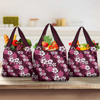 Hawaiian Hibiscus Tribal Floral Pink Grocery Bag Polynesian Tapa Pattern LT01 3-pack One Size Pink - Polynesian Pride