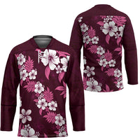 Hawaiian Hibiscus Tribal Floral Pink Hockey Jersey Polynesian Tapa Pattern - Polynesian Pride