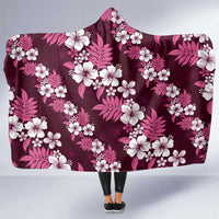Hawaiian Hibiscus Tribal Floral Pink Hooded Blanket Polynesian Tapa Pattern - Polynesian Pride