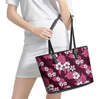 Hawaiian Hibiscus Tribal Floral Pink Leather Tote Bag Polynesian Tapa Pattern LT01 - Polynesian Pride