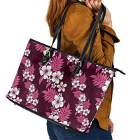 Hawaiian Hibiscus Tribal Floral Pink Leather Tote Bag Polynesian Tapa Pattern LT01 - Polynesian Pride