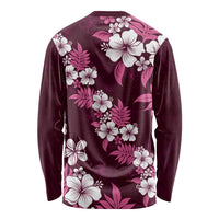 Hawaiian Hibiscus Tribal Floral Pink Long Sleeve Shirt Polynesian Tapa Pattern LT01 - Polynesian Pride