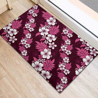 Hawaiian Hibiscus Tribal Floral Pink Rubber Doormat Polynesian Tapa Pattern LT01 - Polynesian Pride