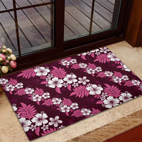 Hawaiian Hibiscus Tribal Floral Pink Rubber Doormat Polynesian Tapa Pattern LT01 - Polynesian Pride