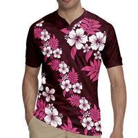 Hawaiian Hibiscus Tribal Floral Pink Rugby Jersey Polynesian Tapa Pattern LT01 - Polynesian Pride