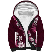 Hawaiian Hibiscus Tribal Floral Pink Sherpa Hoodie Polynesian Tapa Pattern LT01 Unisex Pink - Polynesian Pride