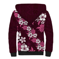 Hawaiian Hibiscus Tribal Floral Pink Sherpa Hoodie Polynesian Tapa Pattern LT01 - Polynesian Pride