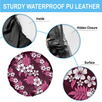 Hawaiian Hibiscus Tribal Floral Pink Spare Tire Cover Polynesian Tapa Pattern - Polynesian Pride