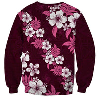 Hawaiian Hibiscus Tribal Floral Pink Sweatshirt Polynesian Tapa Pattern LT01 - Polynesian Pride