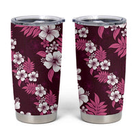 Hawaiian Hibiscus Tribal Floral Pink Tumbler Cup Polynesian Tapa Pattern - Polynesian Pride