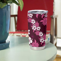 Hawaiian Hibiscus Tribal Floral Pink Tumbler Cup Polynesian Tapa Pattern - Polynesian Pride