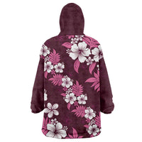 Hawaiian Hibiscus Tribal Floral Pink Wearable Blanket Hoodie Polynesian Tapa Pattern LT01 - Polynesian Pride