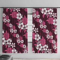 Hawaiian Hibiscus Tribal Floral Pink Window Curtain Polynesian Tapa Pattern LT01 With Hooks Pink - Polynesian Pride