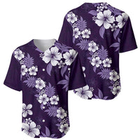 Hawaiian Hibiscus Tribal Floral Purple Baseball Jersey Polynesian Tapa Pattern - Polynesian Pride