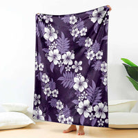 Hawaiian Hibiscus Tribal Floral Purple Blanket Polynesian Tapa Pattern - Polynesian Pride
