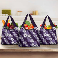 Hawaiian Hibiscus Tribal Floral Purple Grocery Bag Polynesian Tapa Pattern LT01 3-pack One Size Purple - Polynesian Pride