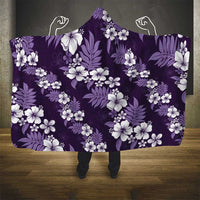 Hawaiian Hibiscus Tribal Floral Purple Hooded Blanket Polynesian Tapa Pattern - Polynesian Pride