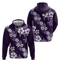 Hawaiian Hibiscus Tribal Floral Purple Hoodie Polynesian Tapa Pattern - Polynesian Pride