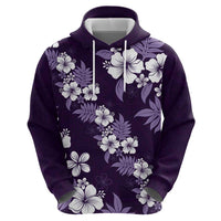 Hawaiian Hibiscus Tribal Floral Purple Hoodie Polynesian Tapa Pattern - Polynesian Pride