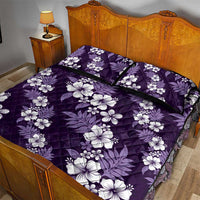 Hawaiian Hibiscus Tribal Floral Purple Quilt Bed Set Polynesian Tapa Pattern - Polynesian Pride