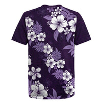 Hawaiian Hibiscus Tribal Floral Purple Rugby Jersey Polynesian Tapa Pattern LT01 - Polynesian Pride