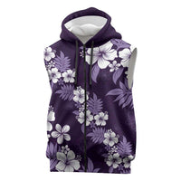Hawaiian Hibiscus Tribal Floral Purple Sleeveless Zip Hoodie Polynesian Tapa Pattern LT01 Purple - Polynesian Pride