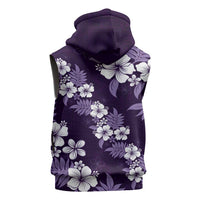 Hawaiian Hibiscus Tribal Floral Purple Sleeveless Zip Hoodie Polynesian Tapa Pattern LT01 - Polynesian Pride