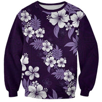Hawaiian Hibiscus Tribal Floral Purple Sweatshirt Polynesian Tapa Pattern LT01 Unisex Purple - Polynesian Pride