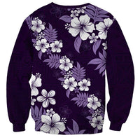 Hawaiian Hibiscus Tribal Floral Purple Sweatshirt Polynesian Tapa Pattern LT01 - Polynesian Pride
