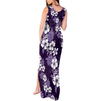 Hawaiian Hibiscus Tribal Floral Purple Tank Maxi Dress Polynesian Tapa Pattern - Polynesian Pride