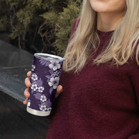 Hawaiian Hibiscus Tribal Floral Purple Tumbler Cup Polynesian Tapa Pattern - Polynesian Pride