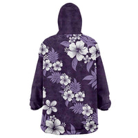 Hawaiian Hibiscus Tribal Floral Purple Wearable Blanket Hoodie Polynesian Tapa Pattern LT01 - Polynesian Pride