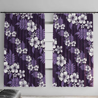 Hawaiian Hibiscus Tribal Floral Purple Window Curtain Polynesian Tapa Pattern LT01 With Hooks Purple - Polynesian Pride