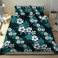 Hawaiian Hibiscus Tribal Floral Teal Bedding Set Polynesian Tapa Pattern - Polynesian Pride
