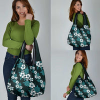 Hawaiian Hibiscus Tribal Floral Teal Grocery Bag Polynesian Tapa Pattern LT01 - Polynesian Pride