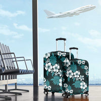 Hawaiian Hibiscus Tribal Floral Teal Luggage Cover Polynesian Tapa Pattern - Polynesian Pride